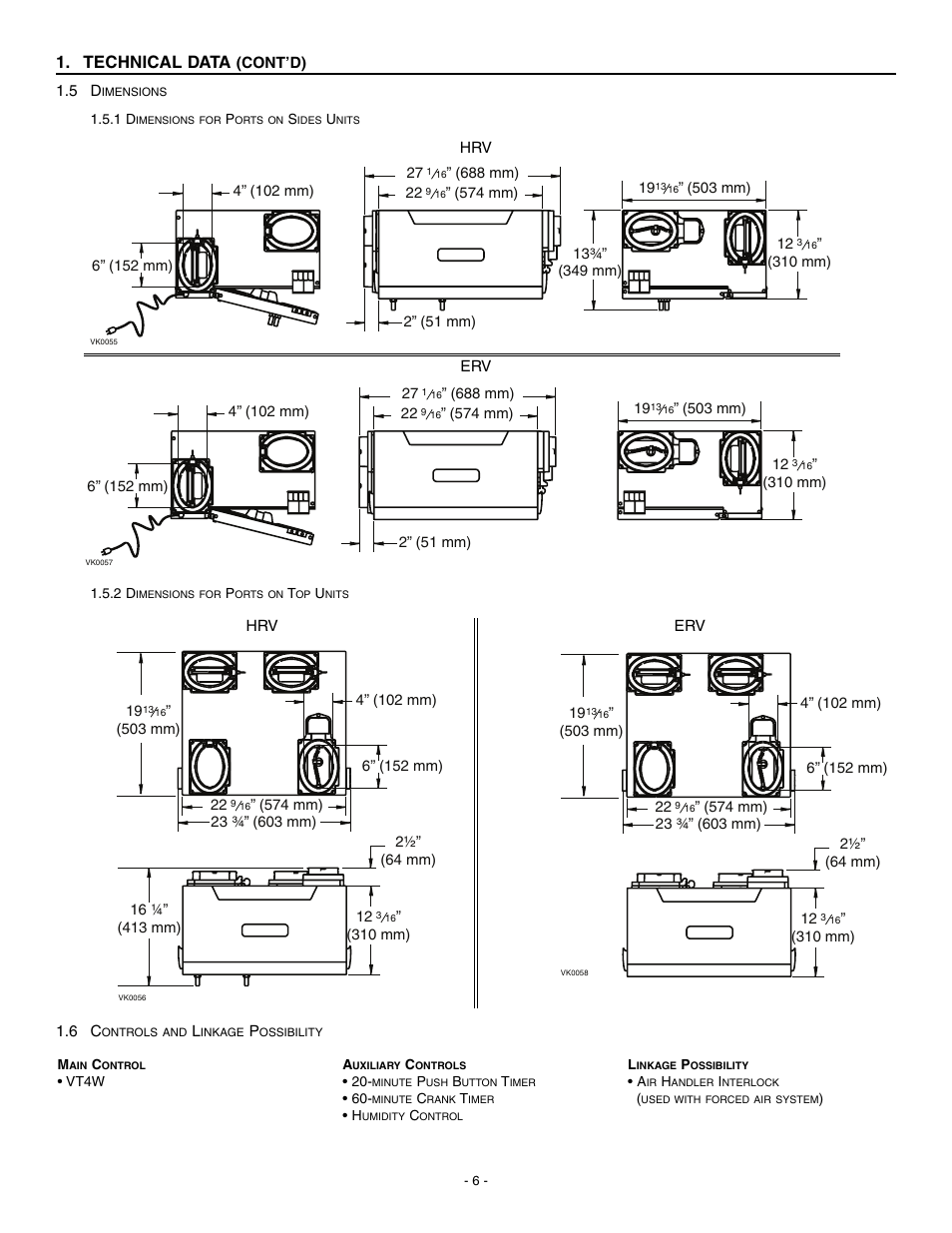 Technical data | Broan HRV90H User Manual | Page 6 / 26 | Original mode