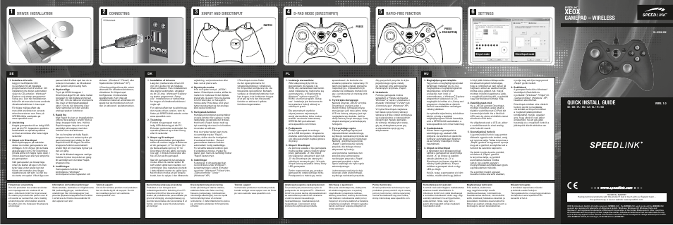 Xeox, Quick install guide, Gamepad – wireless | SPEEDLINK SL-6556-BK XEOX  Pro Analog Gamepad - USB User Manual | Page 3 / 4 | Original mode