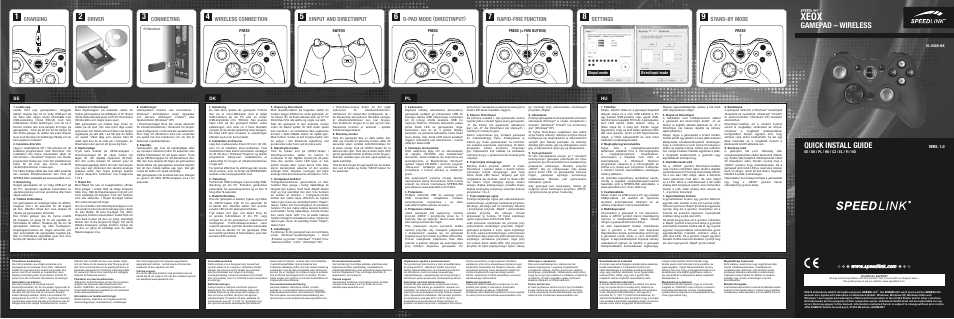 Xeox, Quick install guide, Gamepad – wireless | SPEEDLINK SL-6566-BK XEOX  Pro Analog Gamepad - Wireless User Manual | Page 3 / 4 | Original mode