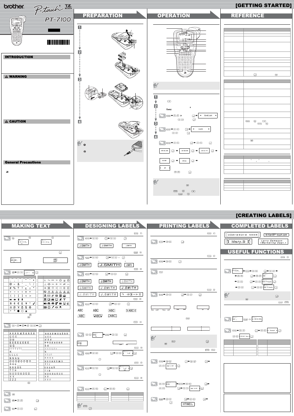 Brother P-TOUCH PT-7100 User Manual | 1 page