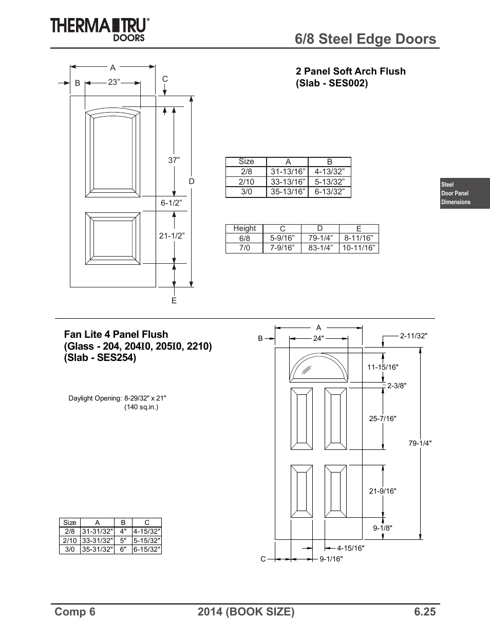6/8 steel edge doors | Therma-Tru COMP 6 Steel Door Panel Dimensions ...
