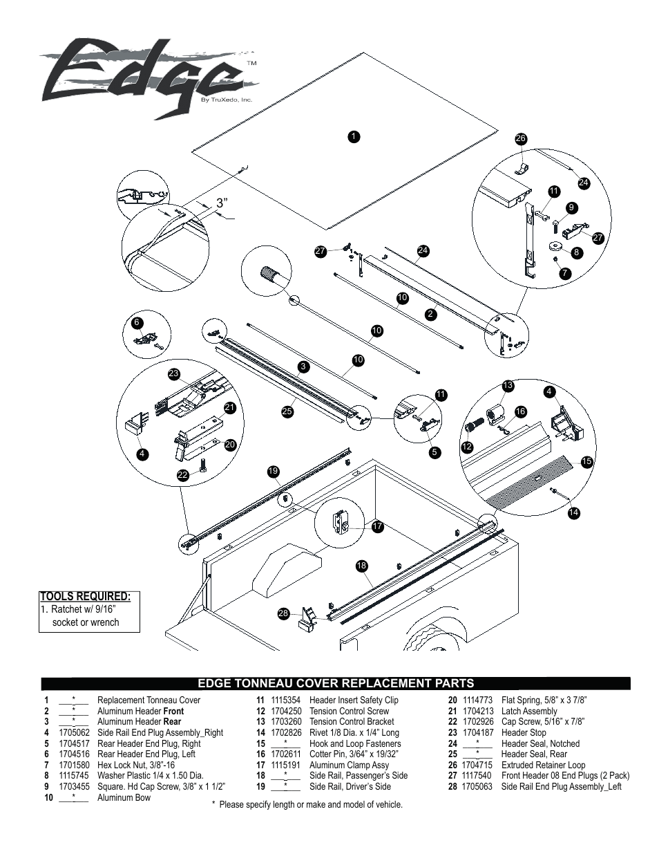 Tools Required Edge Tonneau Cover Replacement Parts Truxedo Edge User Manual Page 2 4 Original Mode