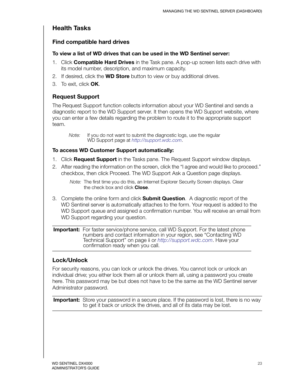 Health tasks | Western Digital WD Sentinel DX4000 User Manual User Manual |  Page 27 / 82 | Original mode