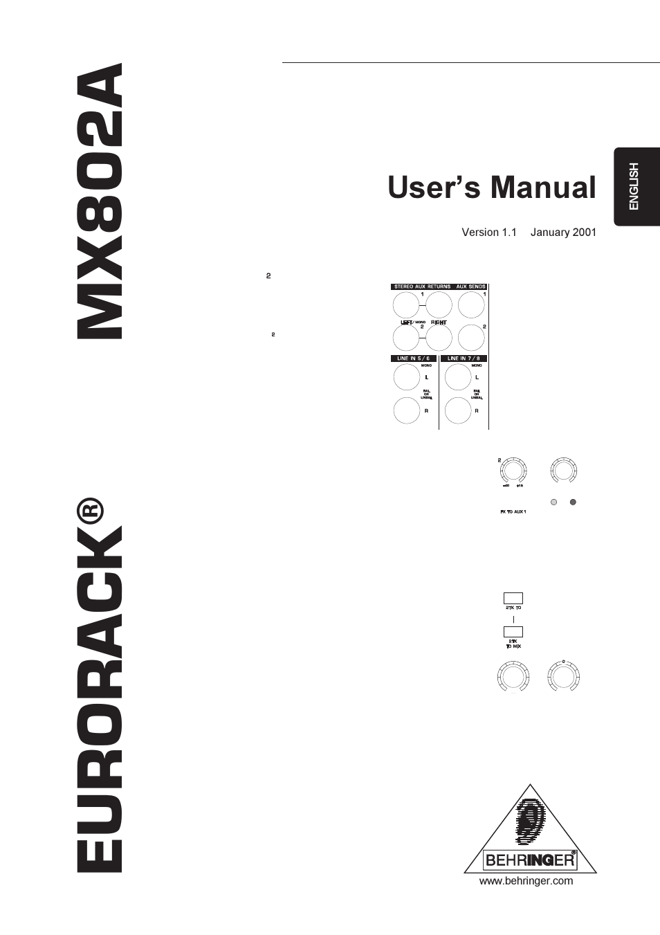 Behringer EURORACK MX802A User Manual | 9 pages