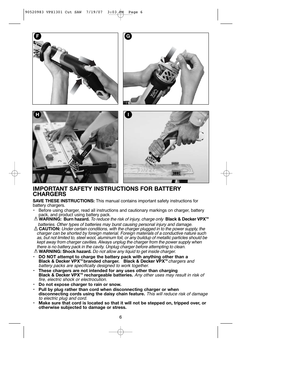 Important safety instructions for battery chargers Black