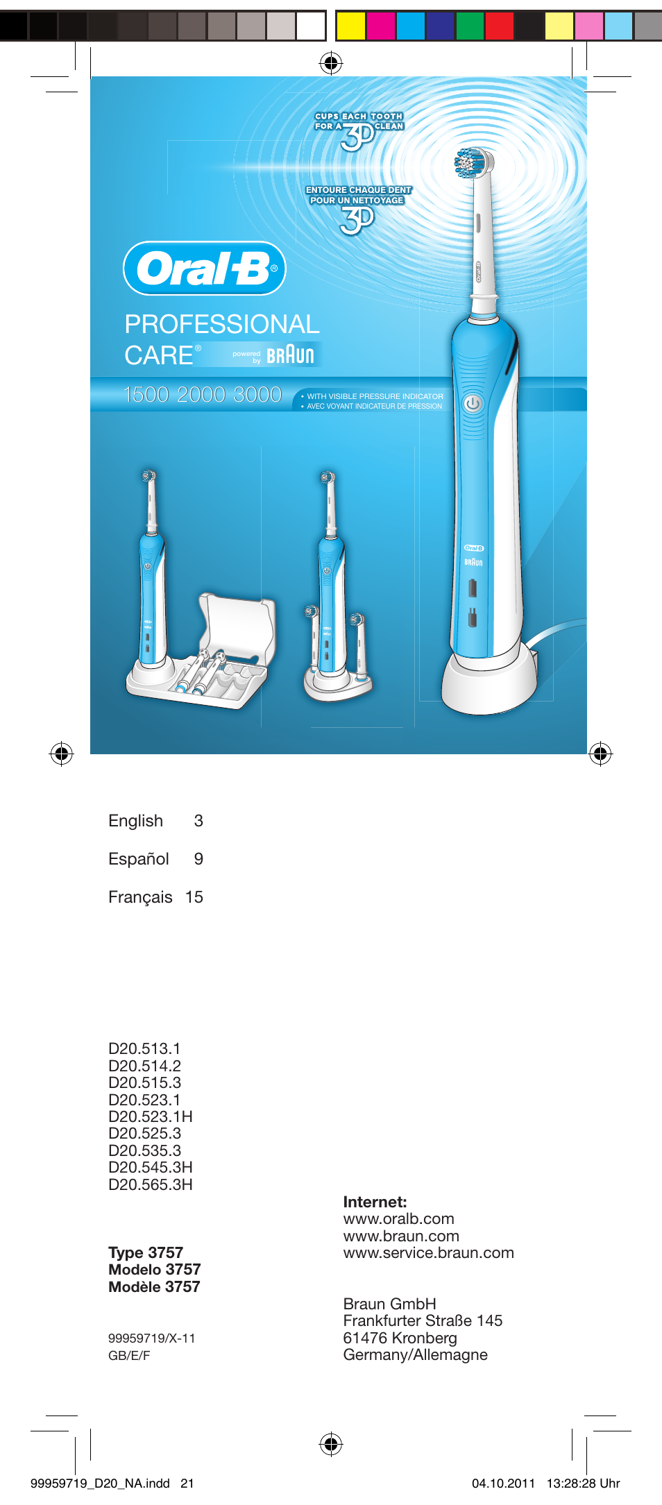 Braun Oral B Professional Care 3757 User Manual | 20 pages