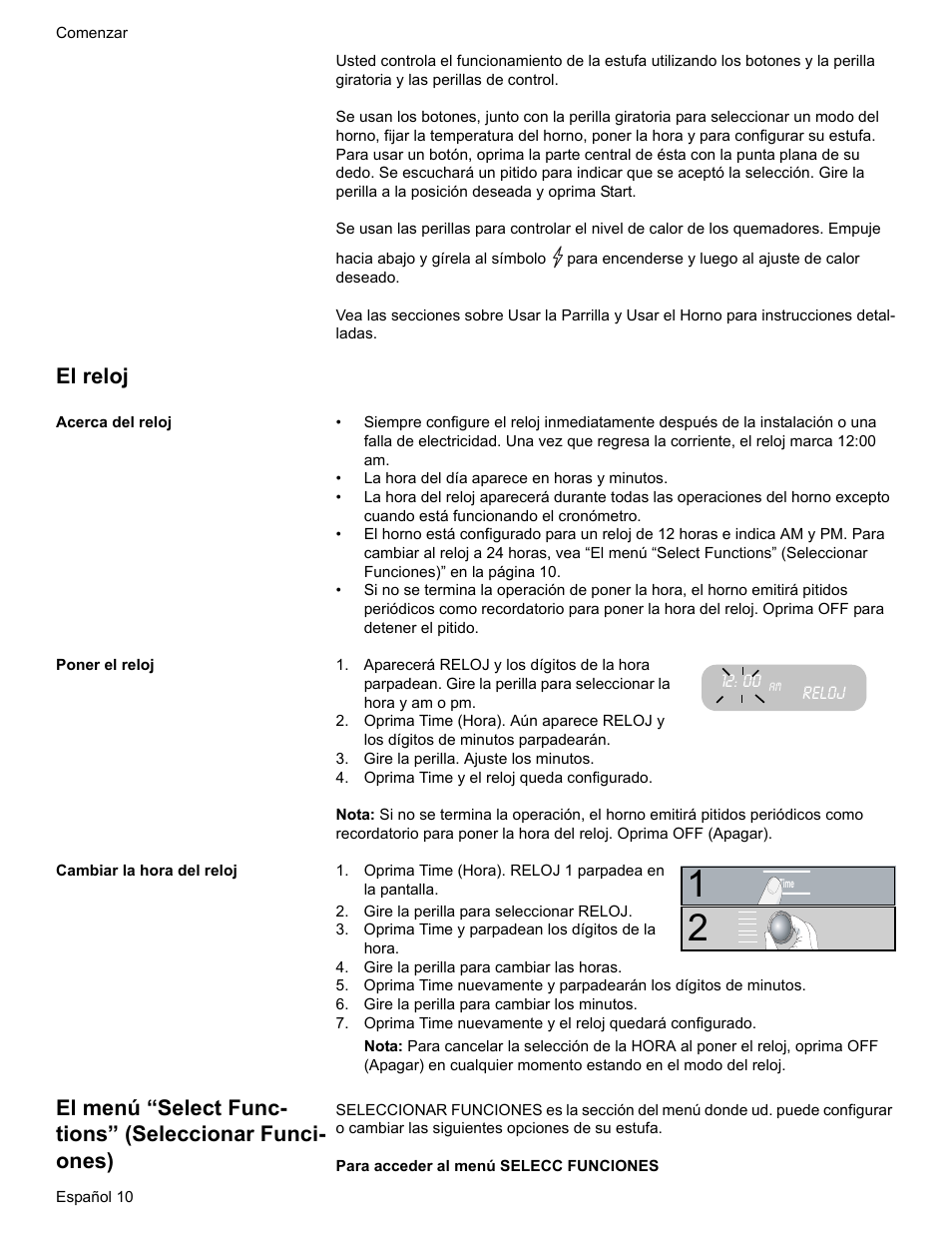 El reloj, Acerca del reloj, Poner el reloj | Bosch BOSCH GAS RANGE User  Manual | Page 82 / 112