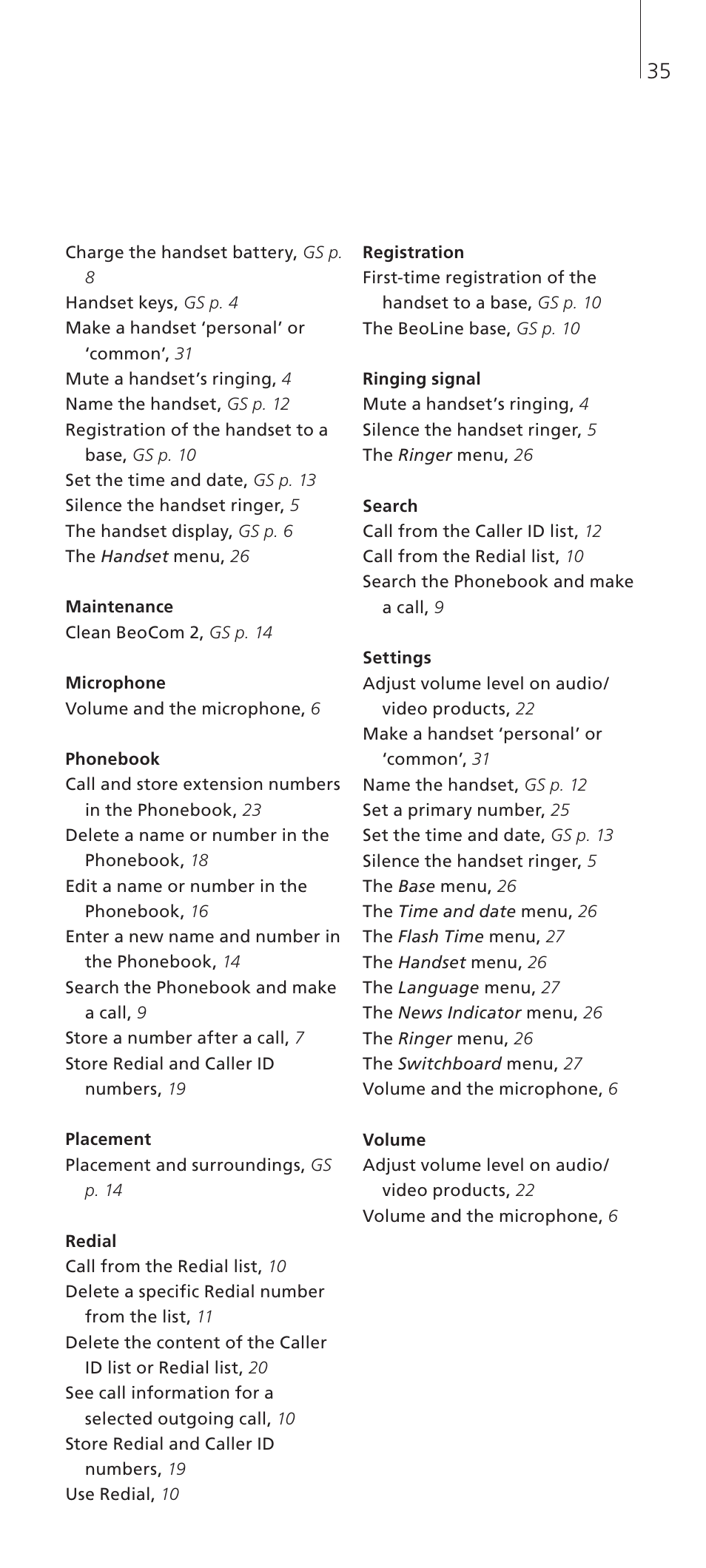 Bang & Olufsen BeoCom 2 - User Guide User Manual | Page 35 / 40