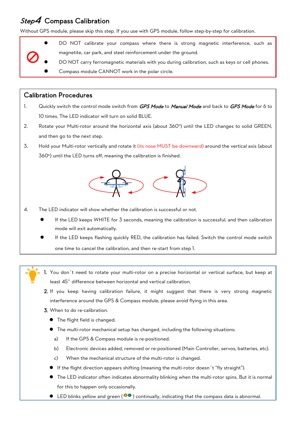 Step4 compass calibration, Ompass, Alibration | DJI WooKong-M User Manual |  Page 8 / 29 | Original mode