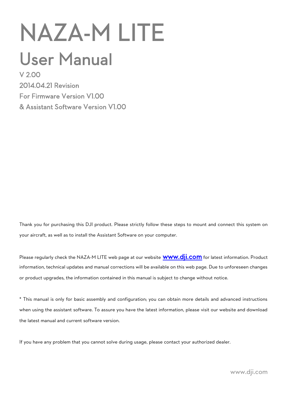 DJI Naza-M Lite User Manual | 45 pages