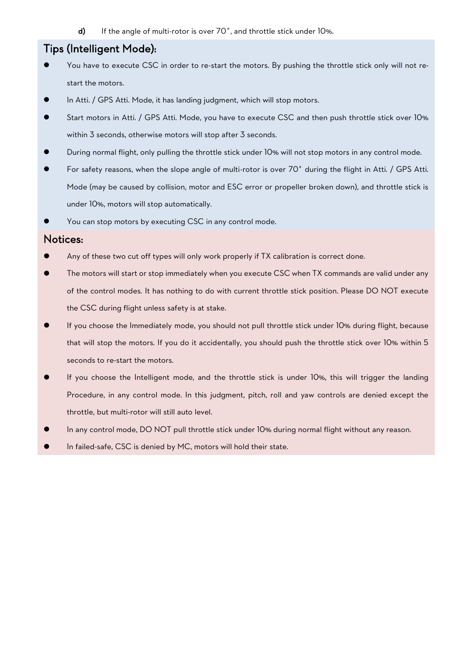 Tips (intelligent mode), Notices | DJI Naza-M Lite User Manual | Page 22 /  45 | Original mode
