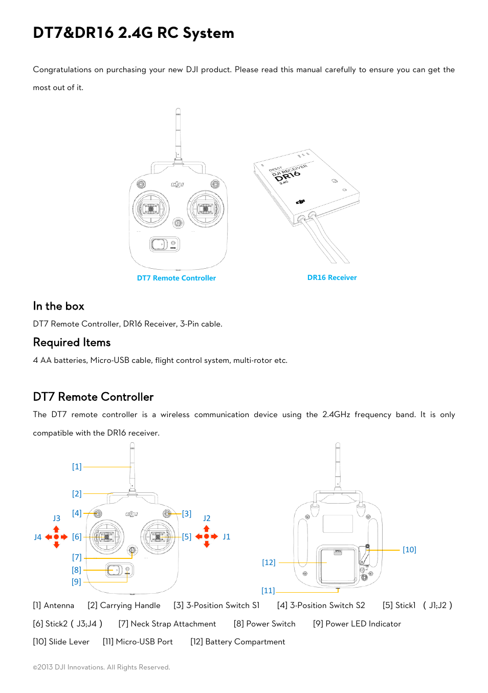 DJI DR16 User Manual | 4 pages | Also for: DT7