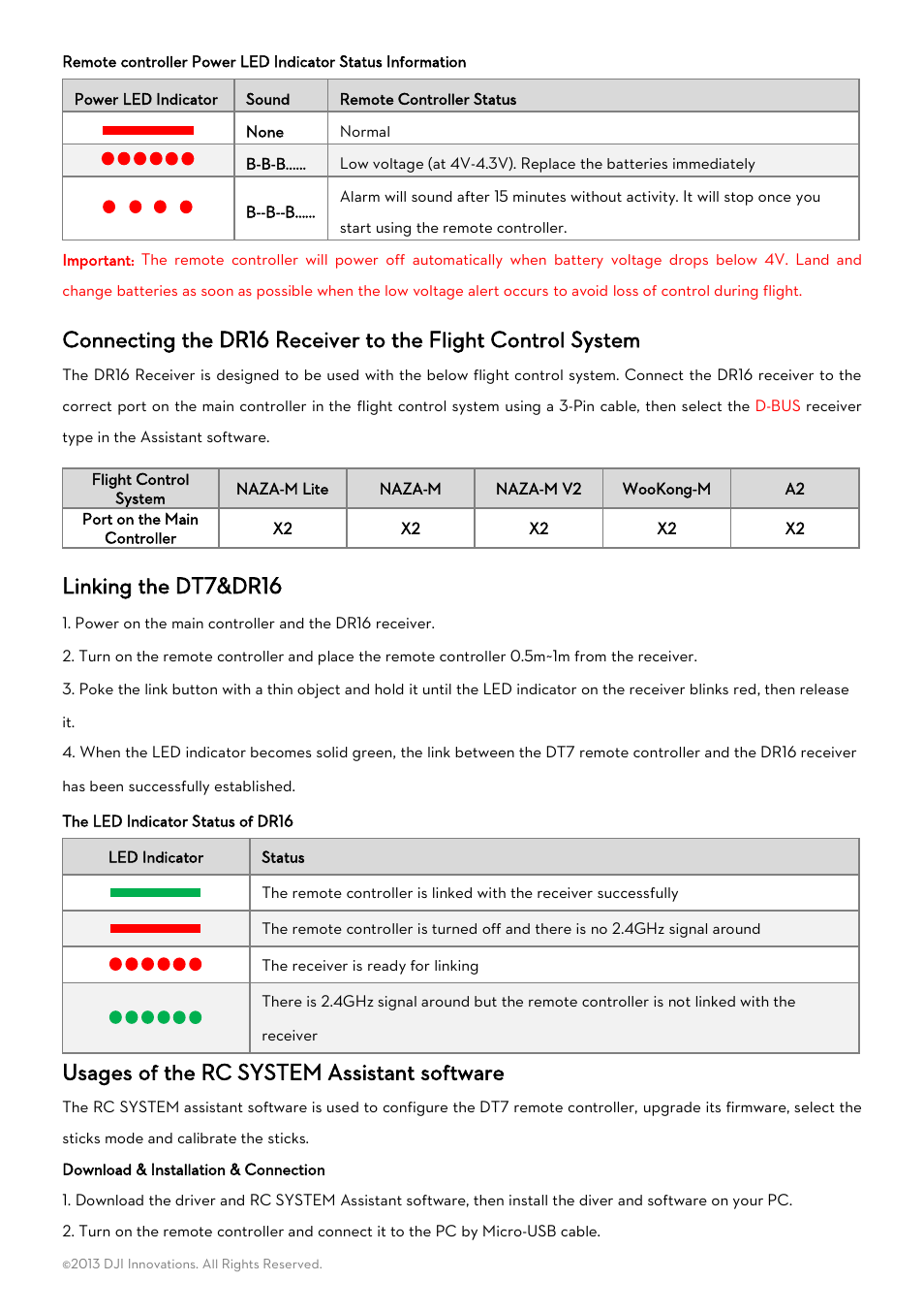 Linking the dt7&dr16, Usages of the rc system assistant software | DJI DR16  User Manual | Page 3 / 4 | Original mode