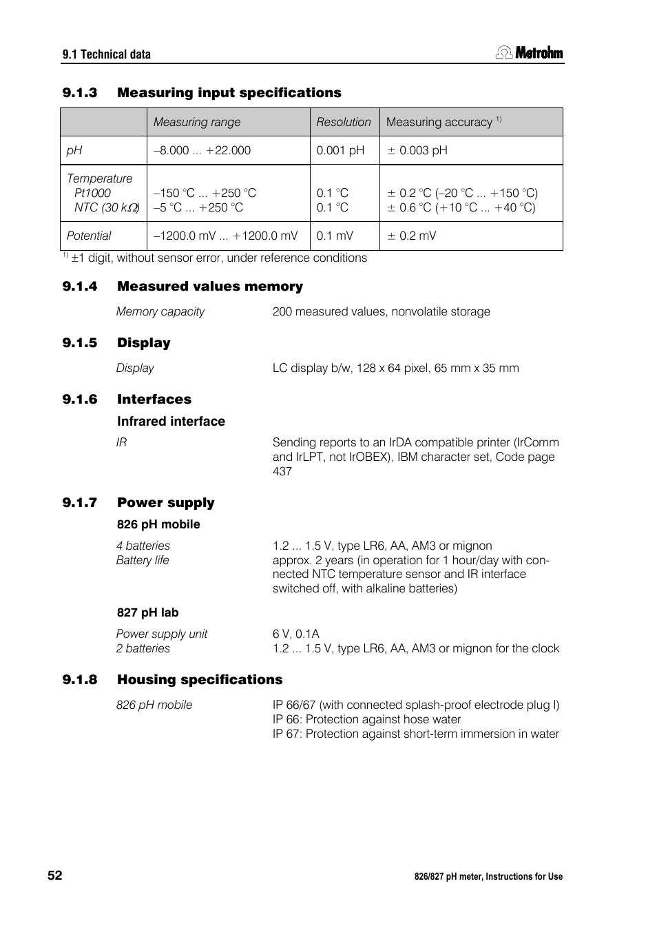 Metrohm 827 pH lab User Manual | Page 60 / 82 | Also for: 826 pH mobile