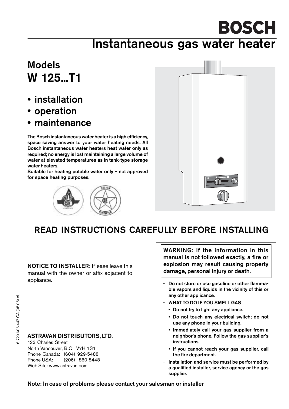 Bosch W 125...T1 User Manual | 12 pages