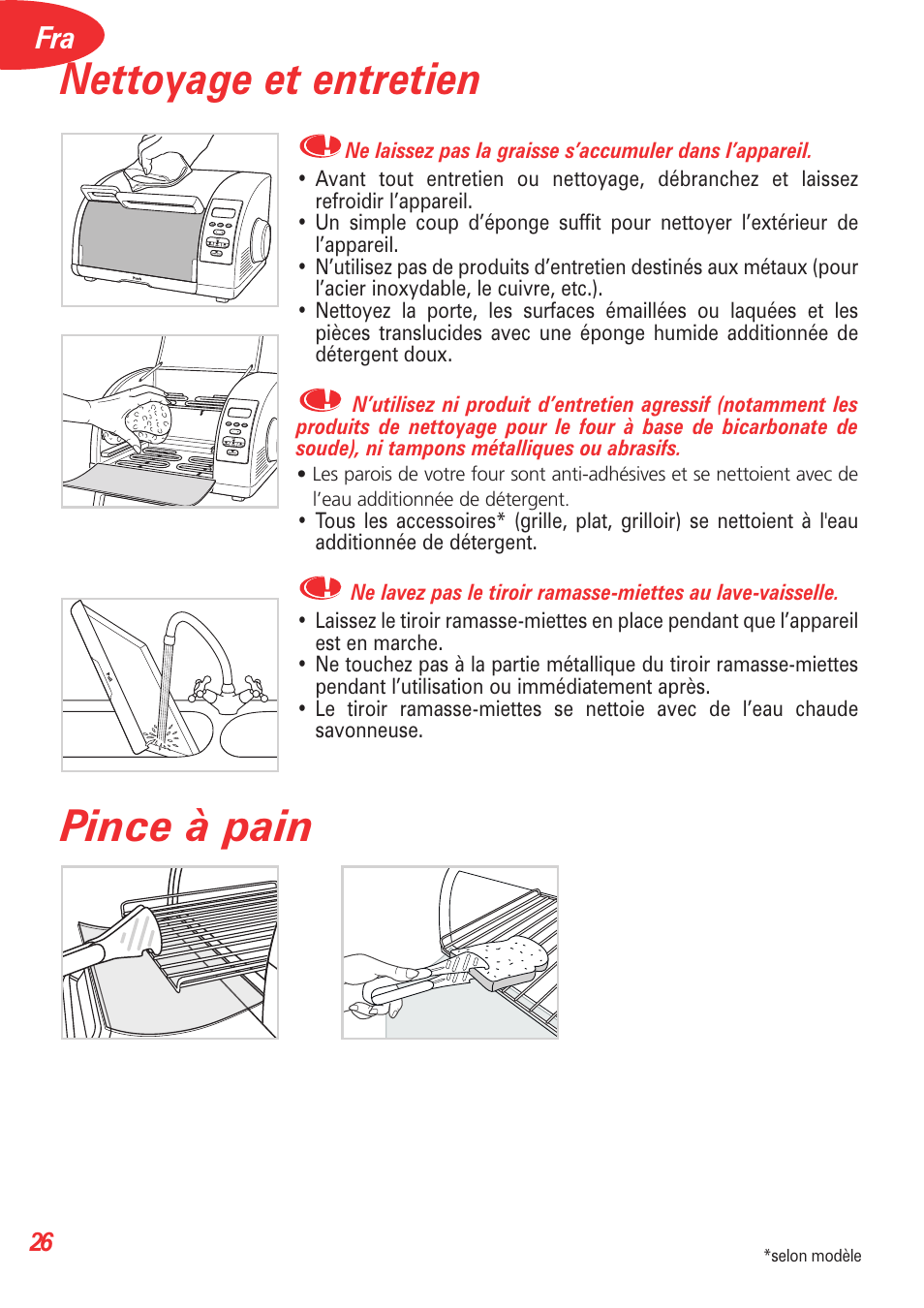 Nettoyage et entretien, Pince à pain | T-Fal Avante Elite Convection User  Manual | Page 29 / 48 | Original mode