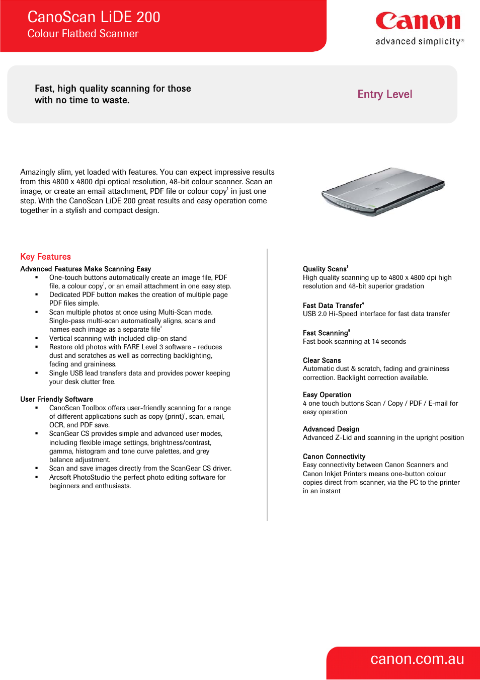 Canon CanoScan LiDE 200 User Manual | 2 pages
