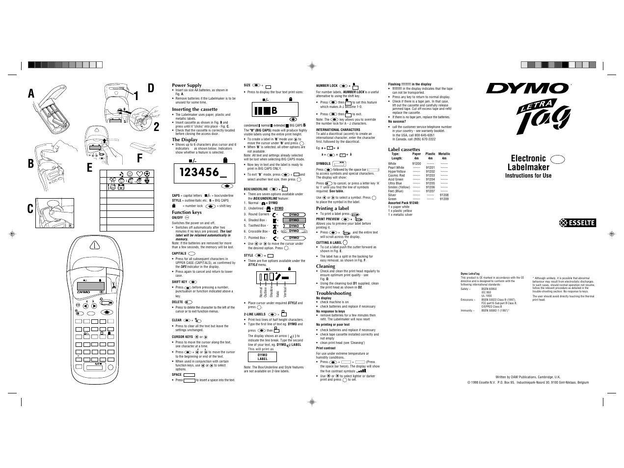 Dymo LetraTag 2000 User Manual | 1 page