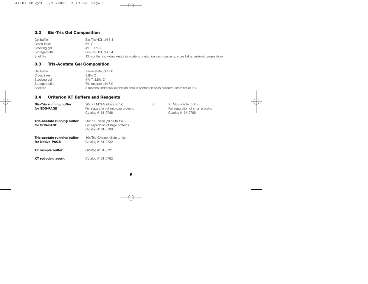 Bio-Rad Criterion™ XT Tris-Acetate Precast Gels User Manual