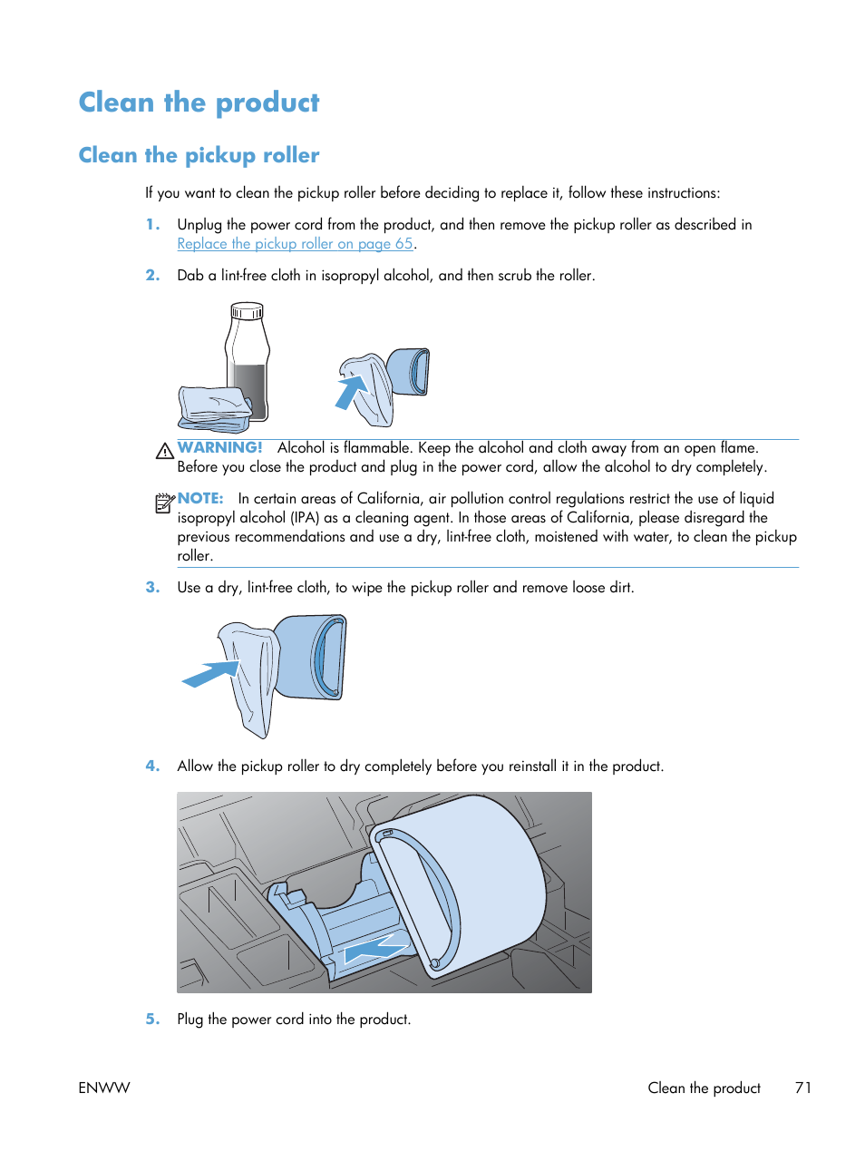 Clean the product, Clean the pickup roller | HP Laserjet p1606dn User