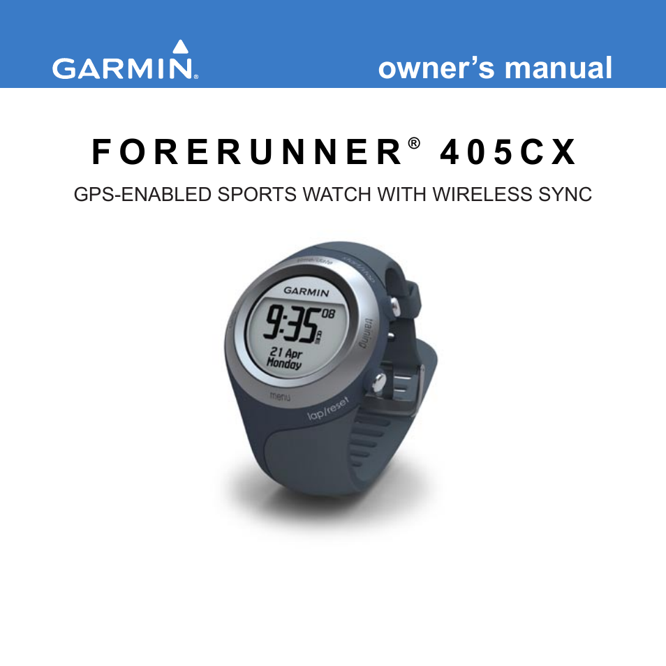 Garmin Forerunner 405 CX User Manual | 56 pages