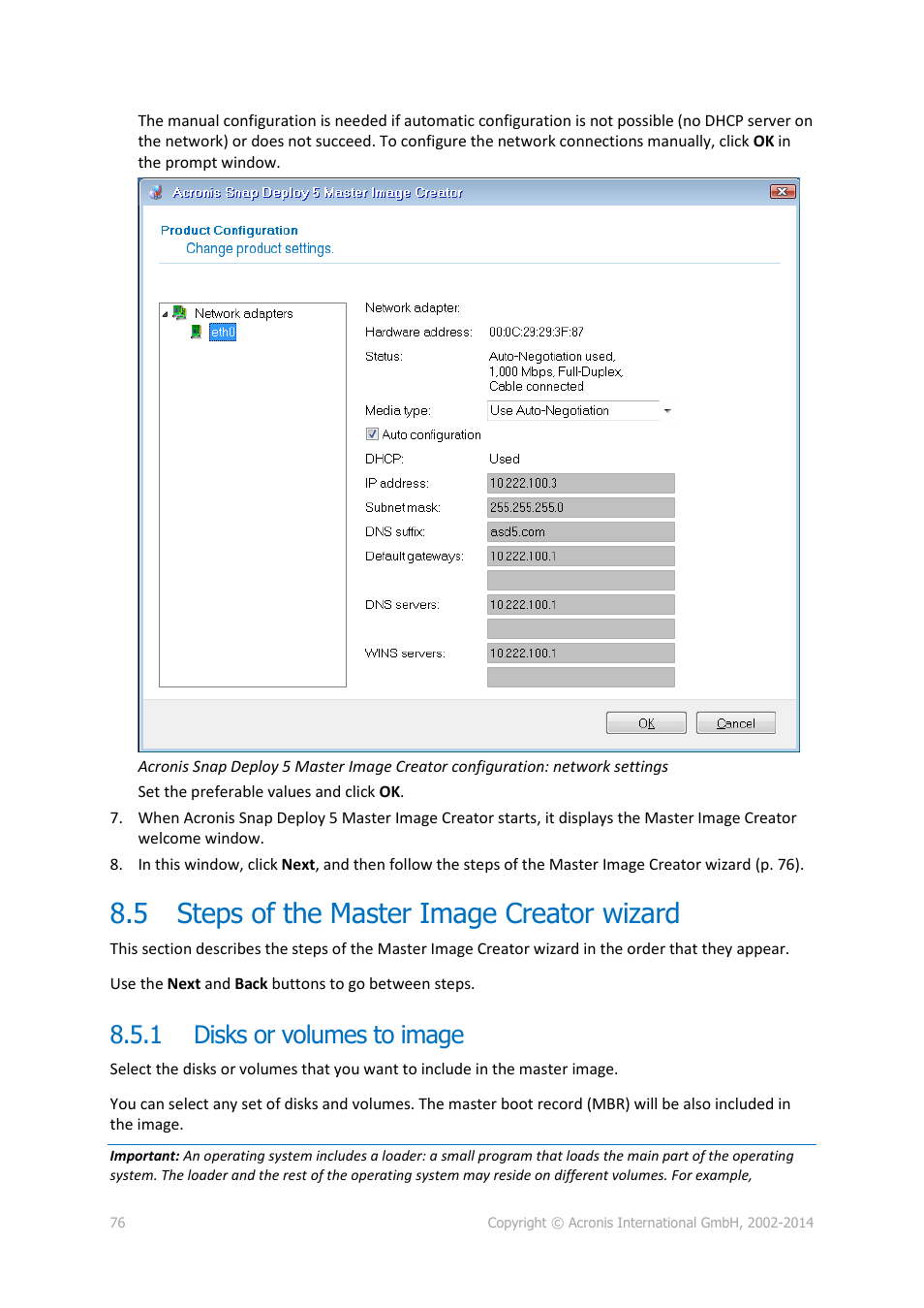 5 steps of the master image creator wizard, 1 disks or volumes to image,  Steps of the master image creator wizard | Acronis Snap Deploy 5 - User  Guide User Manual | Page 76 / 146 | Original mode