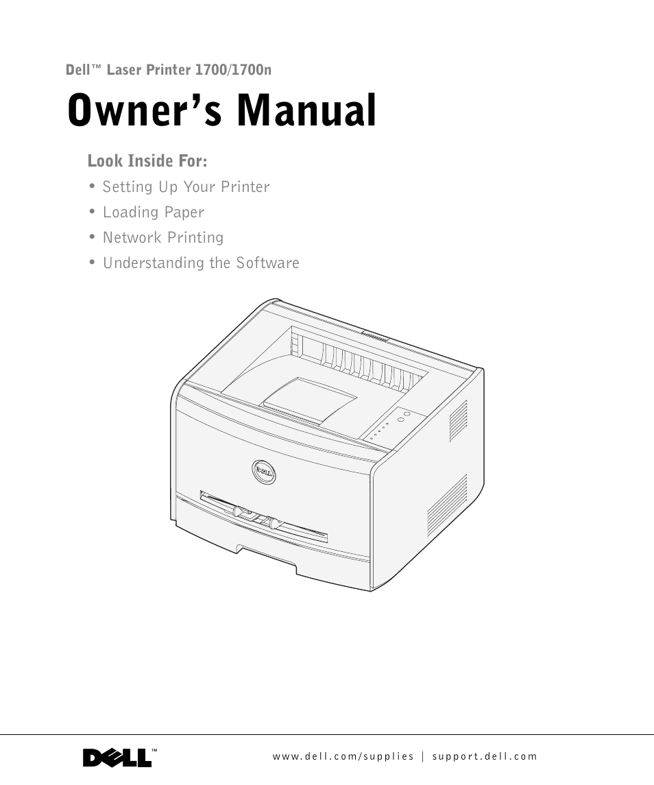 Dell 1700/n Mono Laser Printer User Manual | 102 pages