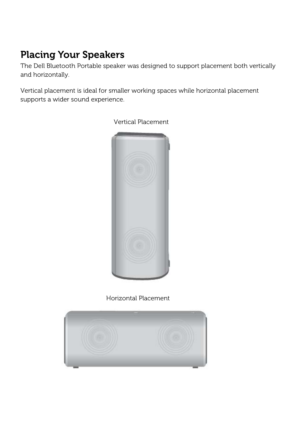 Placing your speakers | Dell AD211 Bluetooth Portable Speaker User Manual |  Page 22 / 32