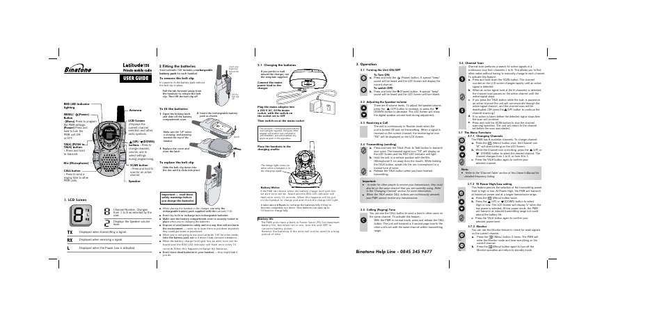 Binatone LATITUDE 150 User Manual | 2 pages