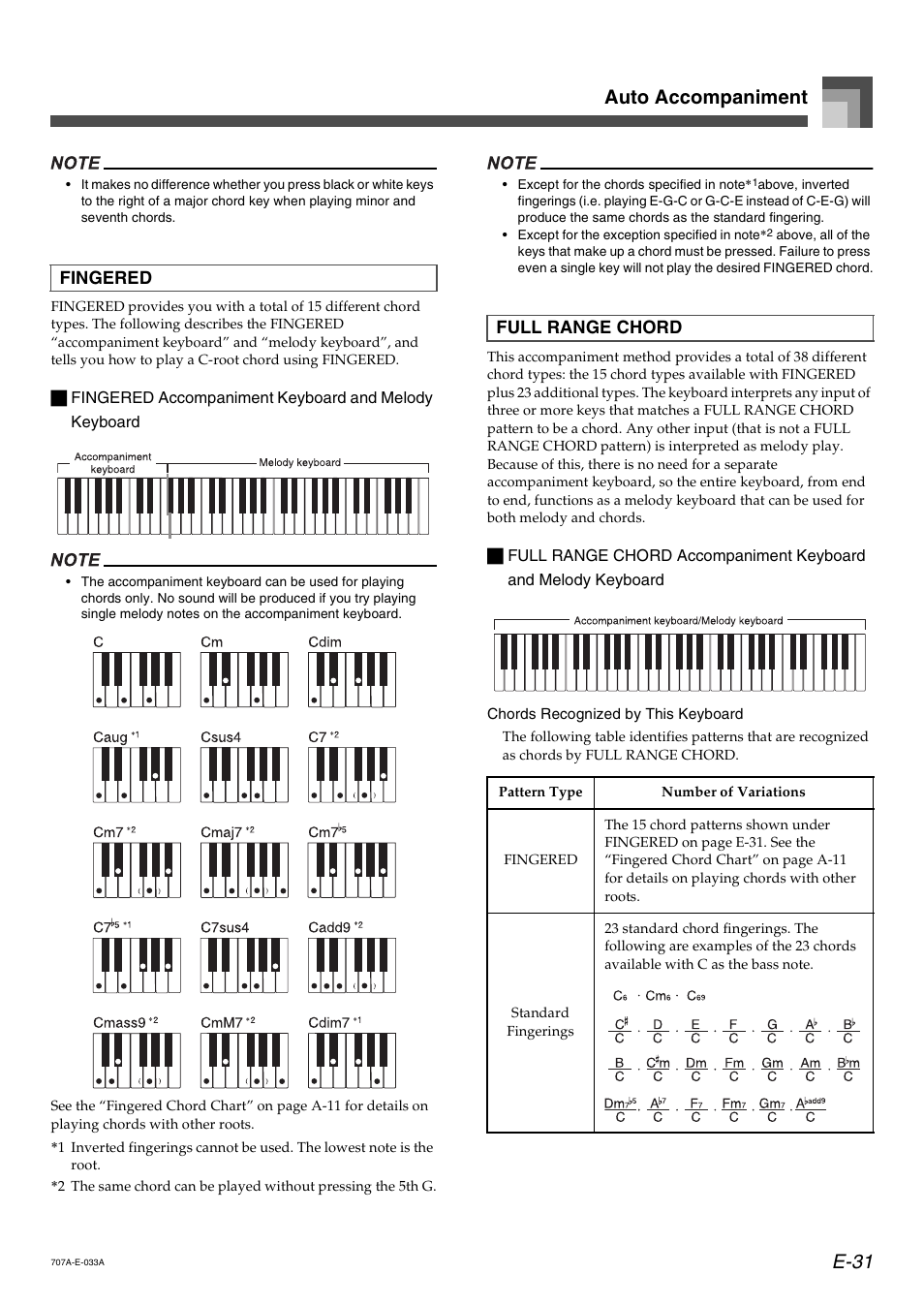 E-31 auto accompaniment, Fingered full range chord | Casio CTK900 User  Manual | Page 34 / 116 | Original mode