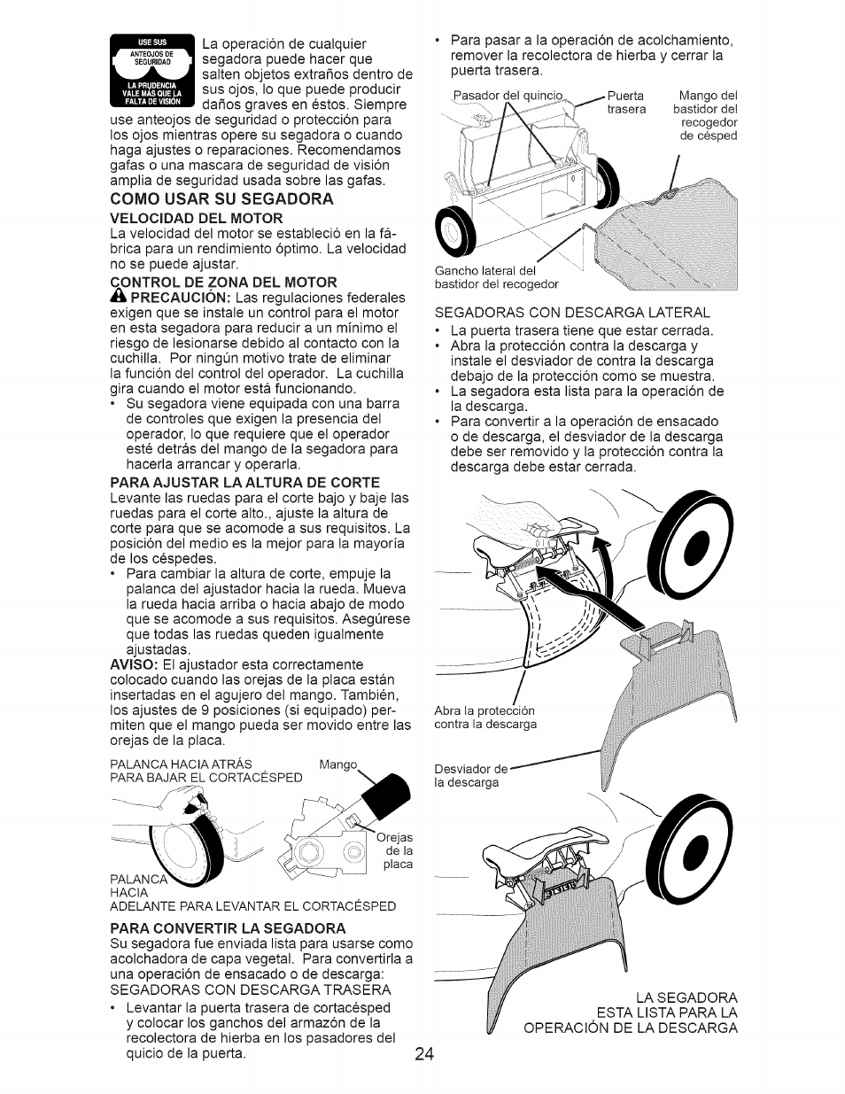 Como usar su segadora velocidad del motor | Craftsman 917.388201 User Manual  | Page 24 / 44 | Original mode