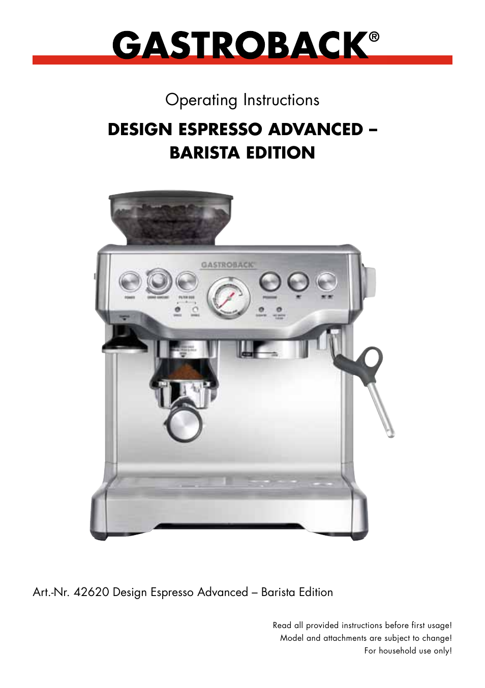 Gastroback 42620 Design Espresso Advanced - Barista Edition User Manual |  36 pages