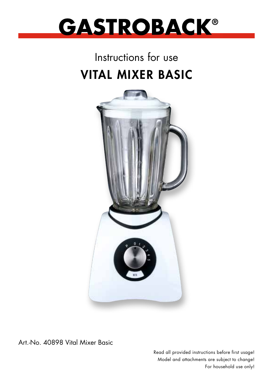 Gastroback 40898 Vital Mixer Basic User Manual | 16 pages