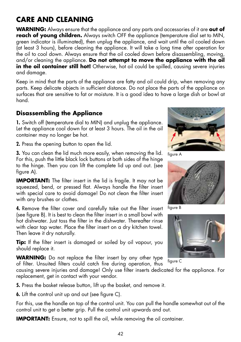 Care and cleaning | Gastroback 42580 Vita-Spin-Fryer User Manual | Page 18  / 23 | Original mode