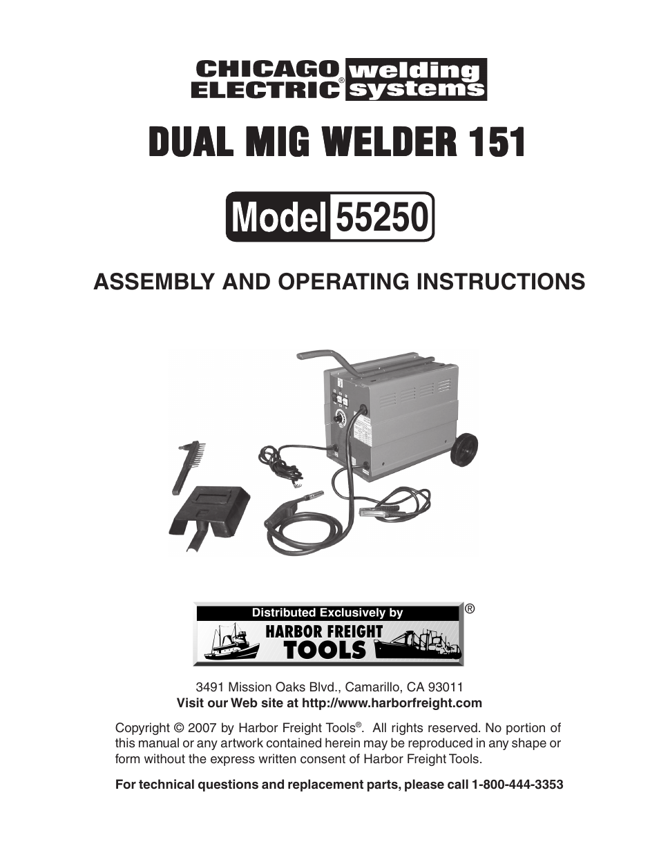 Chicago Electric Model 55250 User Manual | 14 pages