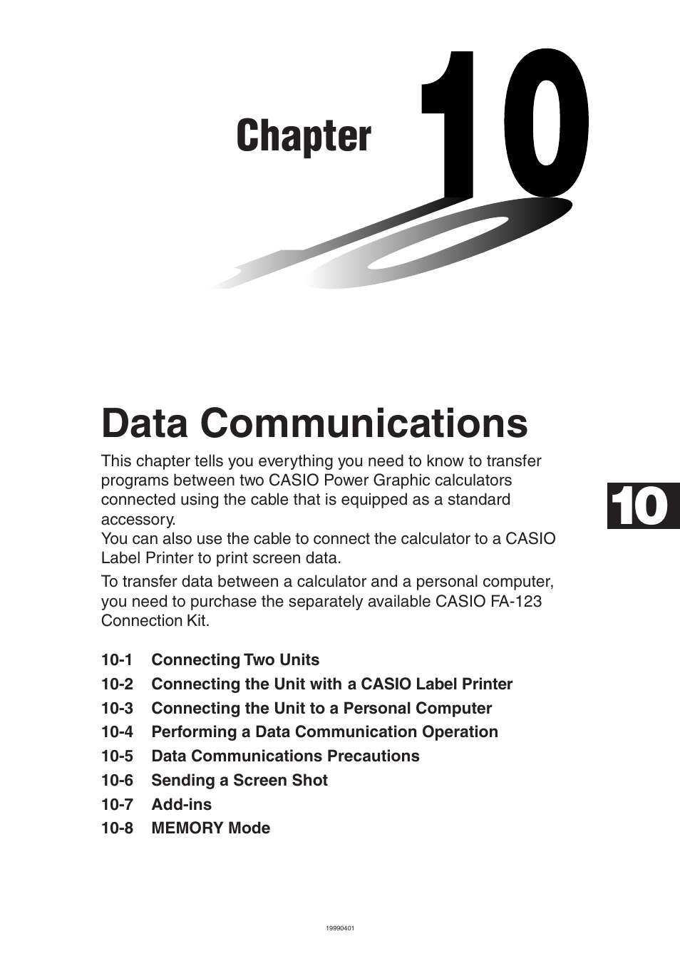 Casio FA-123 User Manual | 22 pages | Also for: ALGEBRA FX 2.0 PLUS Data  Communications, ALGEBRA FX 1.0 PLUS Data Communications
