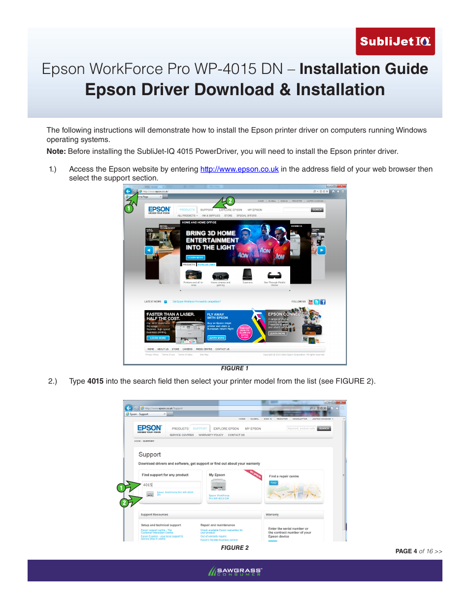 Epson driver download & installation | Xpres SubliJet IQ Epson WP-4015  (Power Driver Setup): Power Driver Installation Guide User Manual | Page 4  / 16
