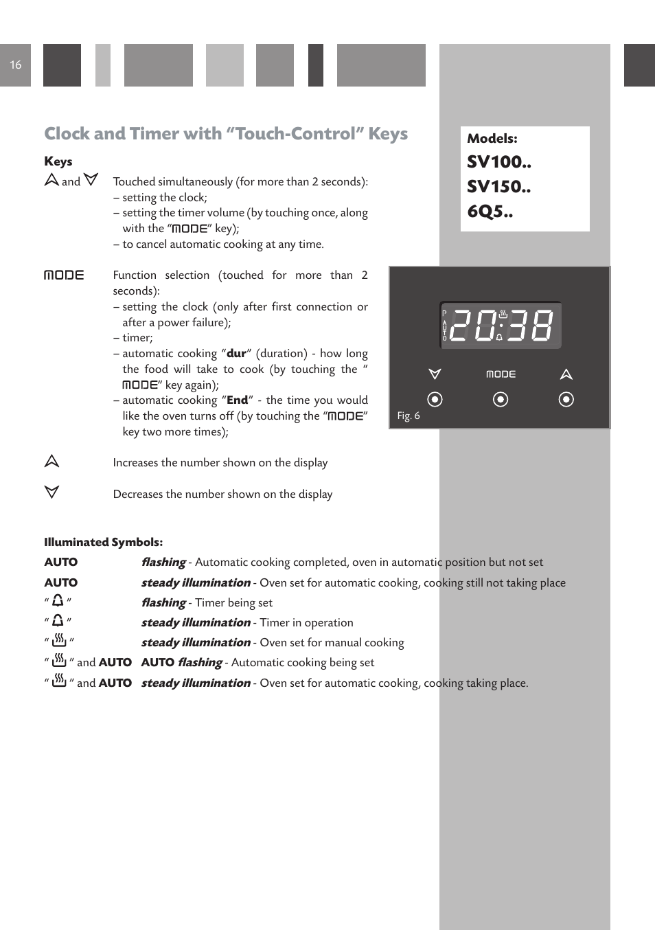 Clock and timer with “touch-control” keys | CDA SC610 User Manual | Page 16  / 48