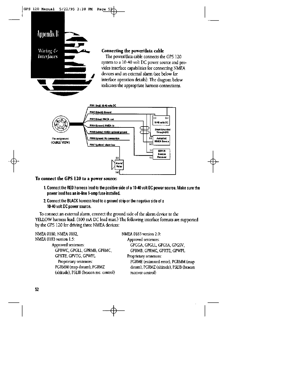 Connecting the power/data cable | Garmin GPS 120 User Manual | Page 60 / 71