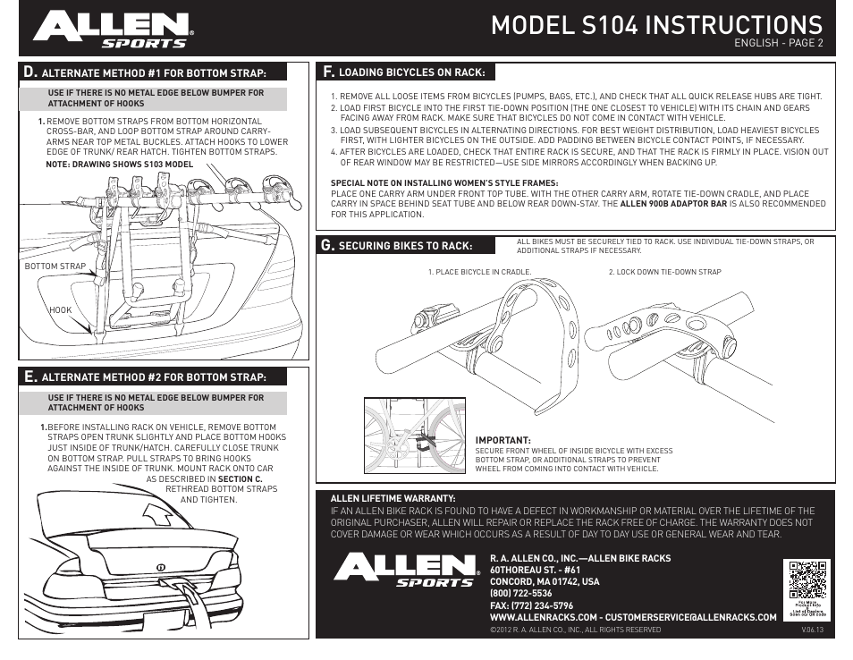 allen sports model s104