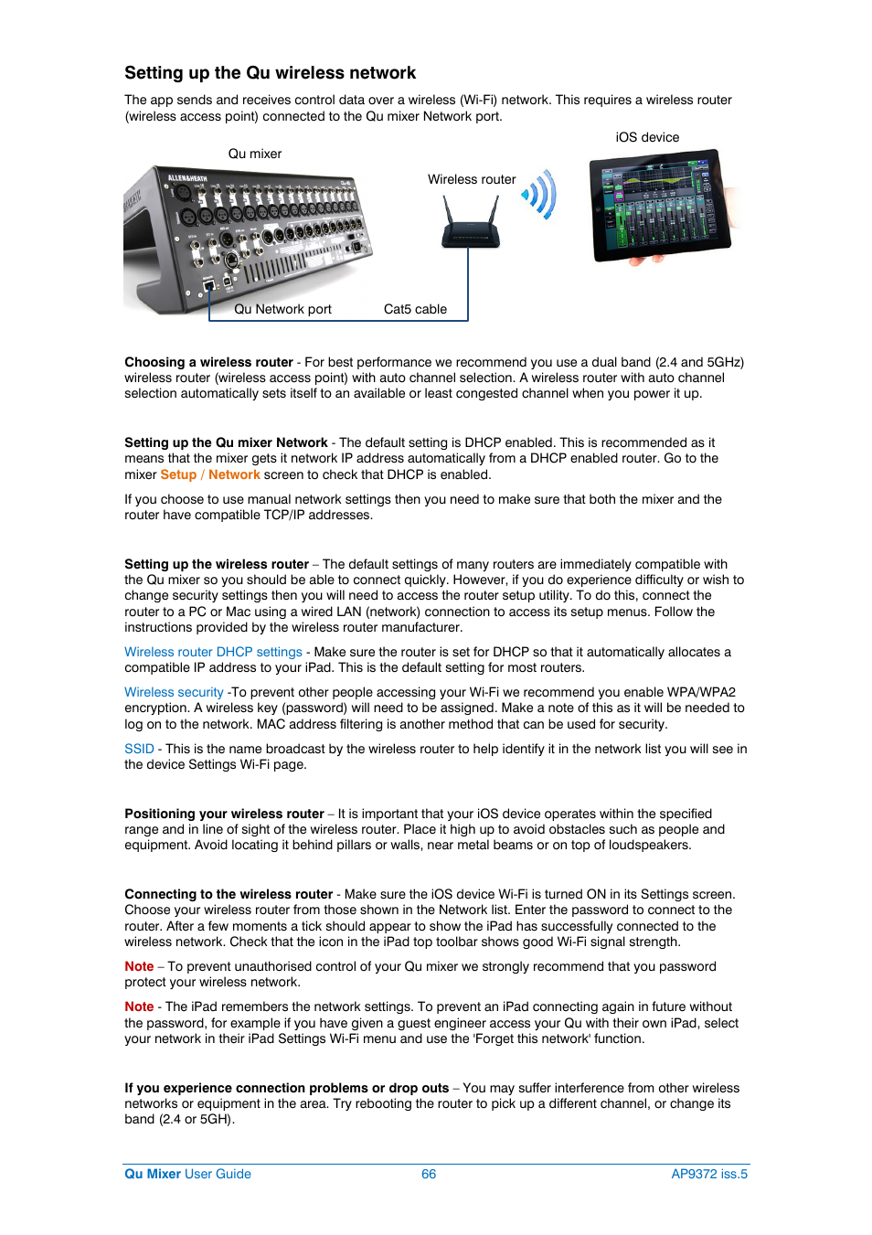 Setting up the qu wireless network | Allen&Heath Qu-32 User Manual | Page  66 / 72