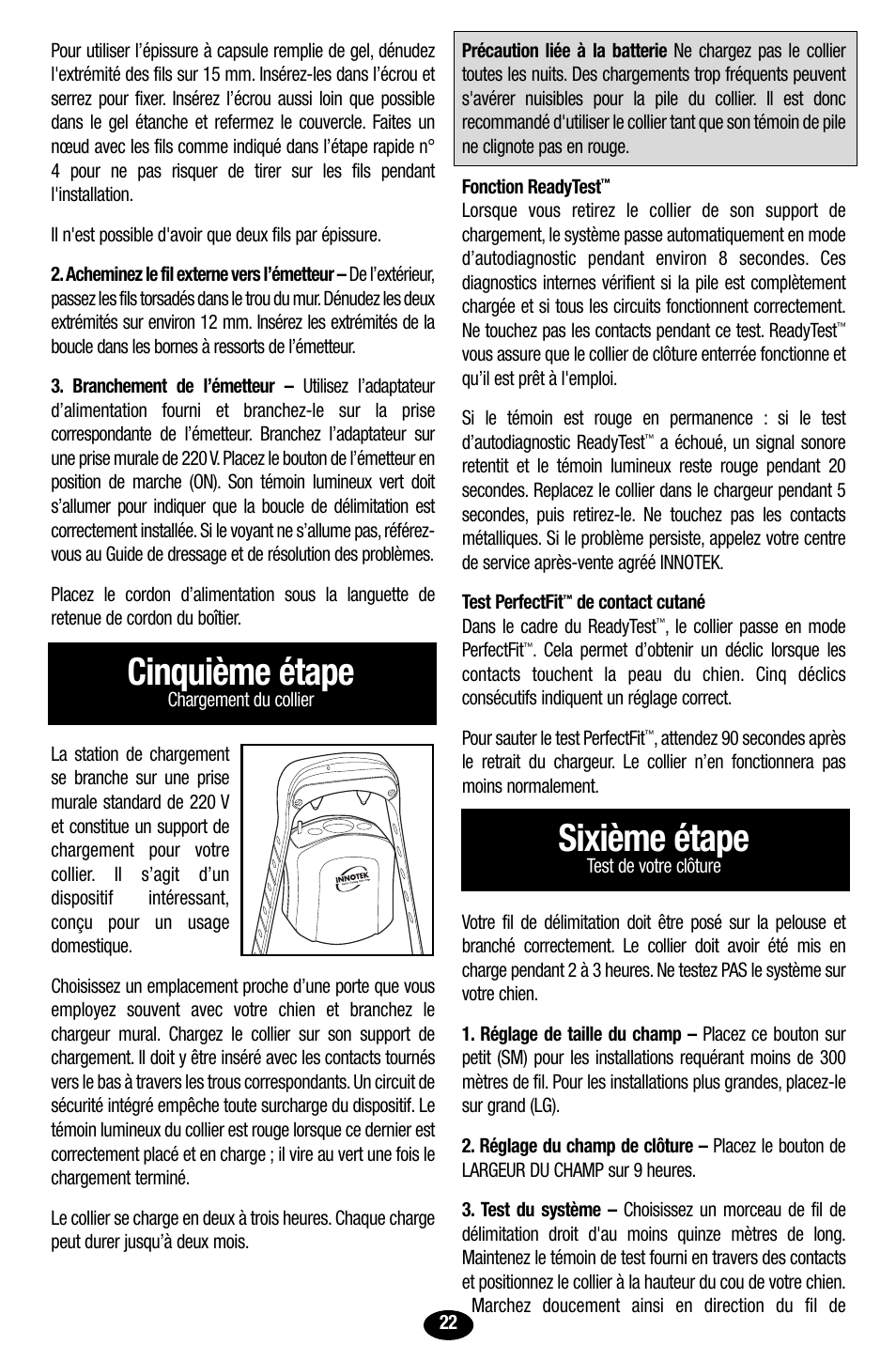 Cinquième étape, Sixième étape | Petsafe Innotek UltraSmart Contain 'n'  Train In-Ground Fence User Manual | Page 24 / 100