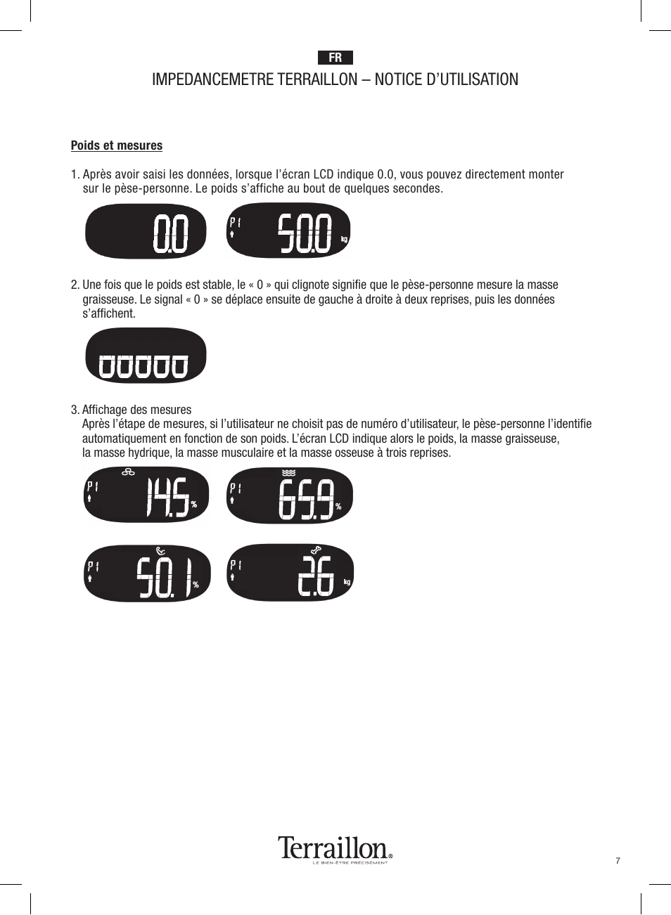 Impedancemetre terraillon – notice d'utilisation | Terraillon Pop Coach  User Manual | Page 7 / 60