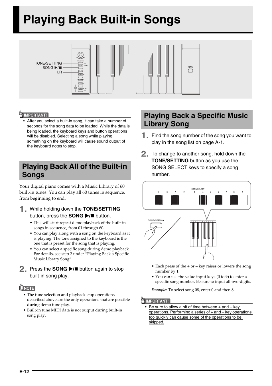 Playing back built-in songs | Casio CELVIANO AP-200 User Manual | Page 14 /  34