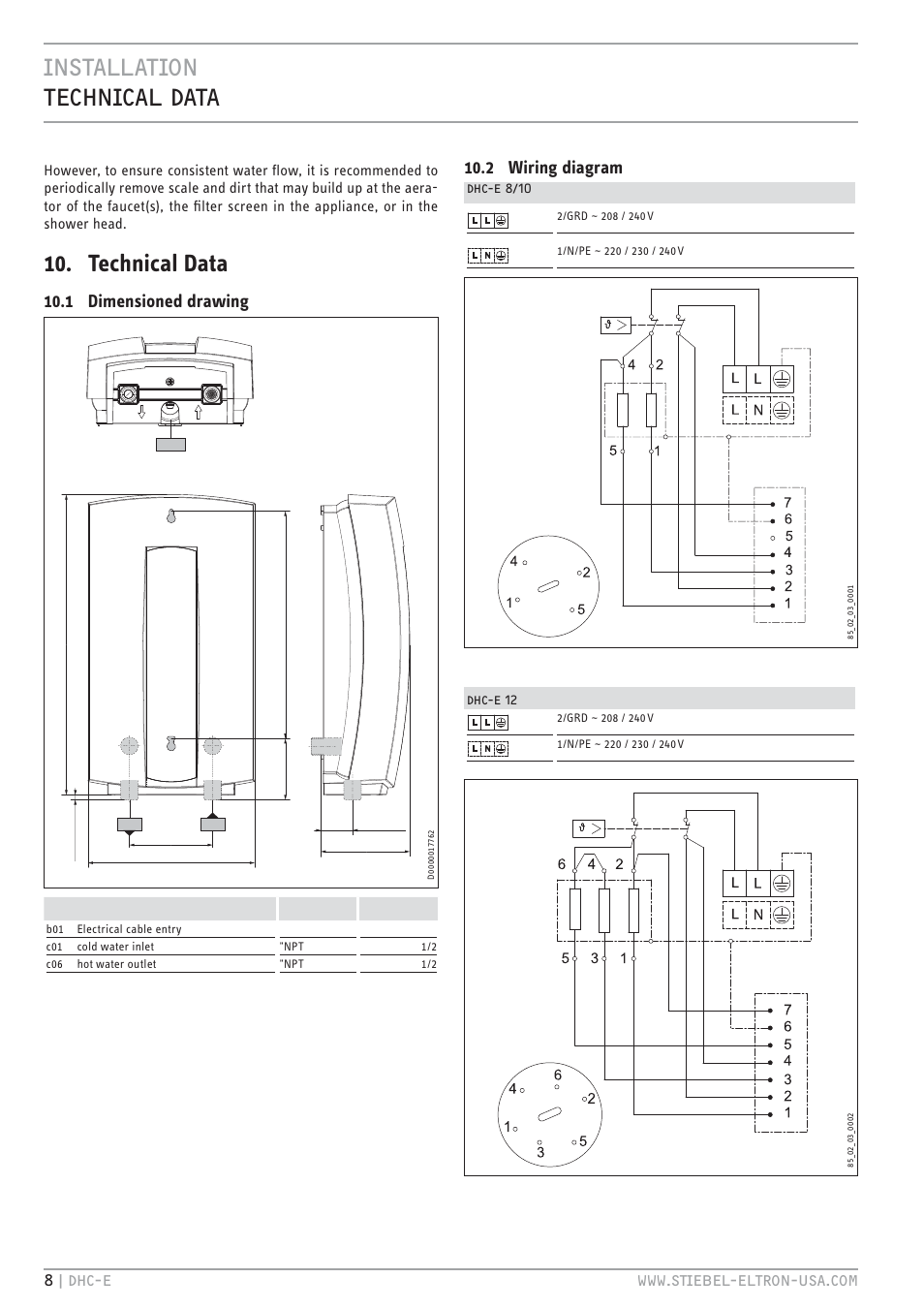 Installation Technical Data Technical Data 1 Dimensioned