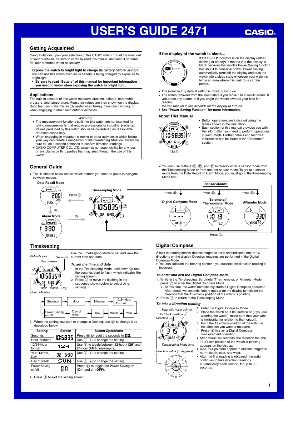 Casio 2471 User Manual | 8 pages
