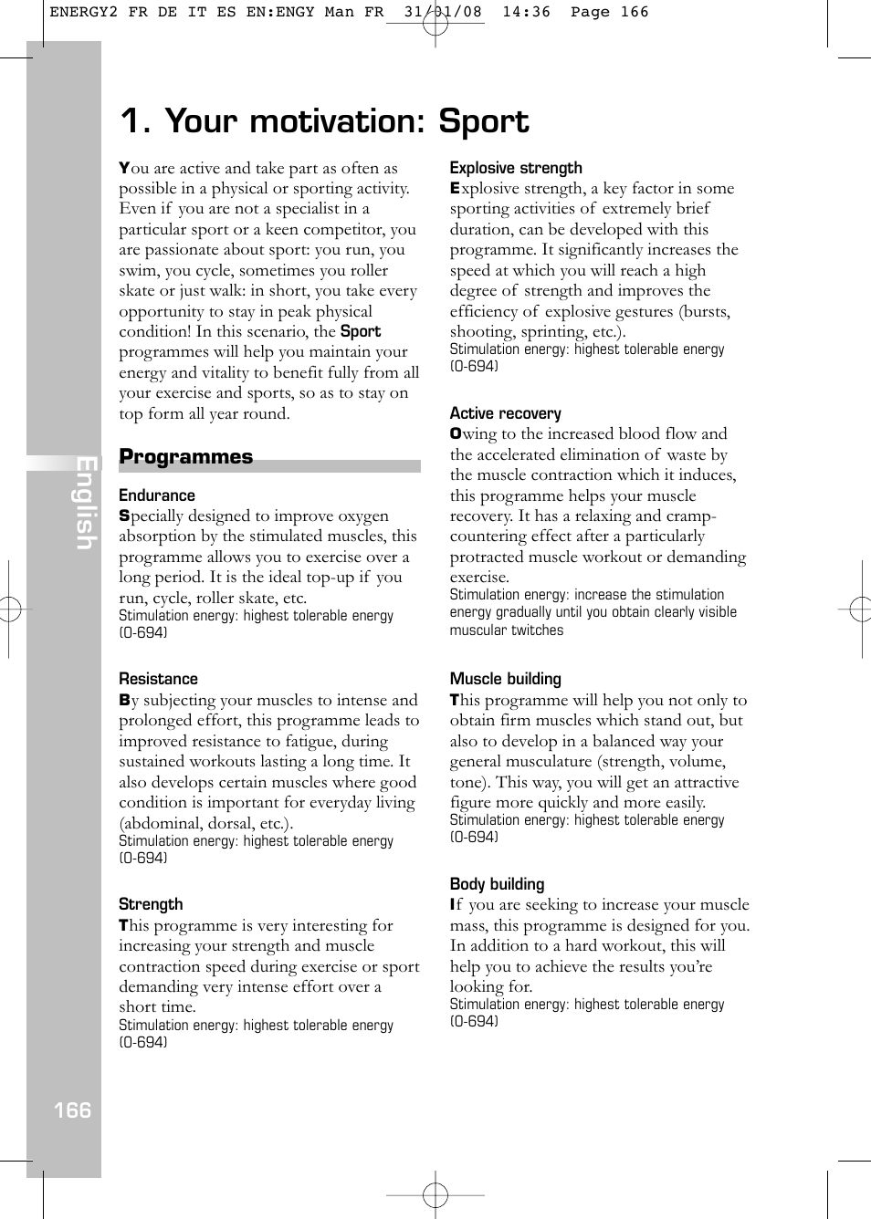 Your motivation: sport, English | Compex Energy mi-Ready User Manual | Page  168 / 183 | Original mode