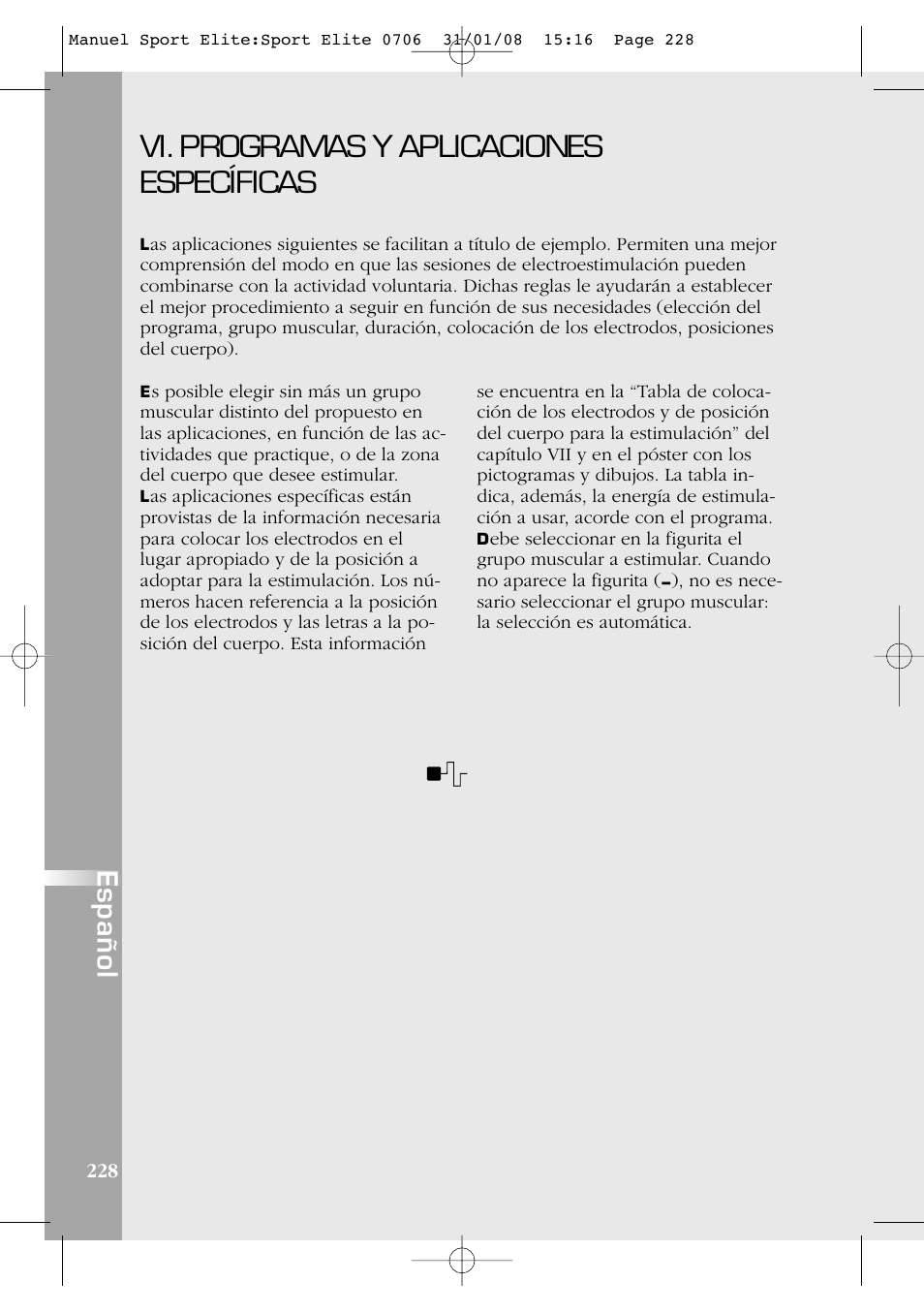 Vi. programas y aplicaciones específicas, Español | Compex Sport Elite User  Manual | Page 228 / 320