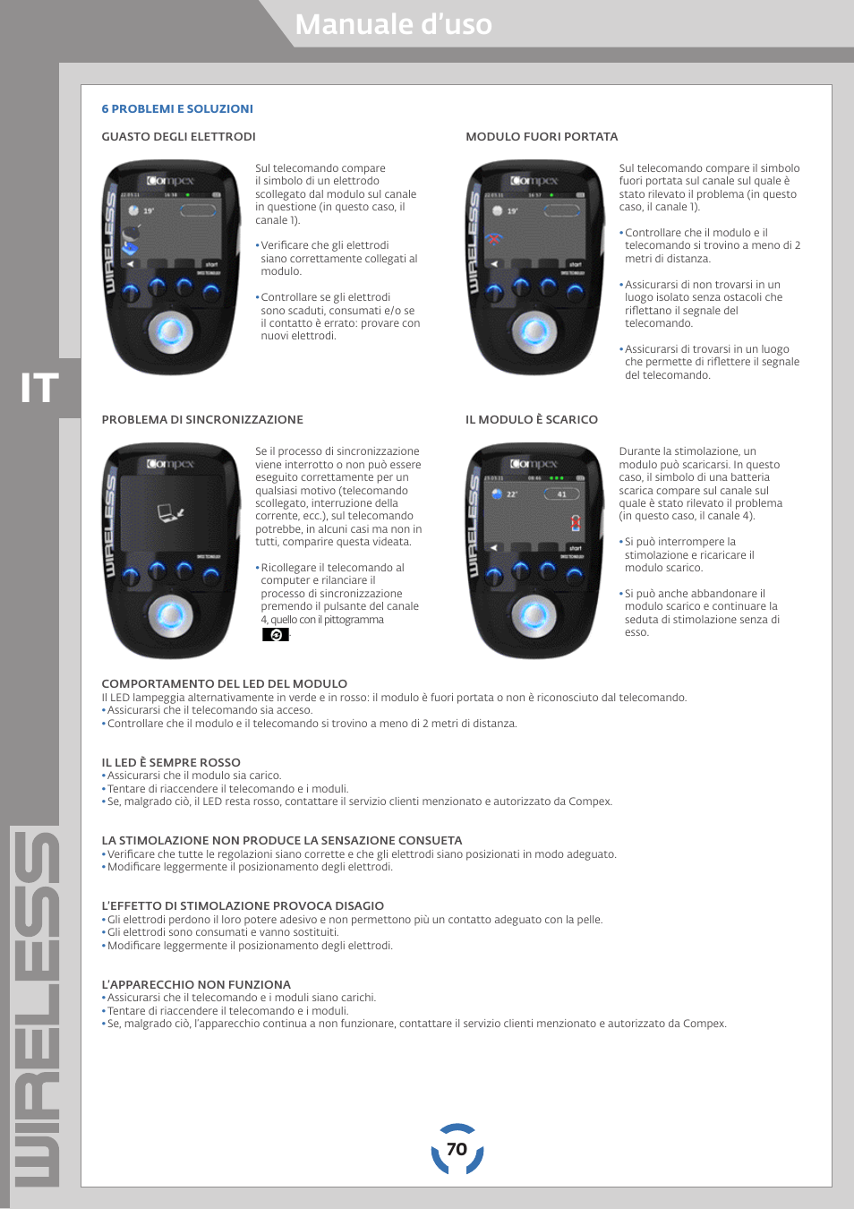 Manuale d'uso | Compex Wireless User Manual | Page 71 / 147 | Original mode