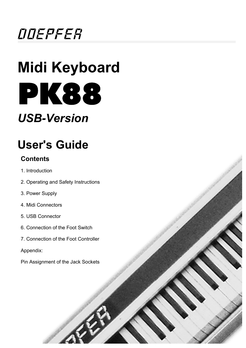 Doepfer PK88 Midi Masterkeyboard (new version with USB) User Manual | 4  pages